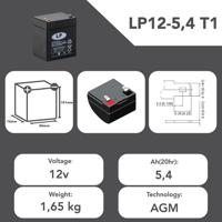 nsa-lp12-54-t1 Landport Batteries 12V T1 Lead Acid Battery, 5.4Ah