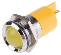 211-128 RS PRO Yellow Panel Mount Indicator, 24V, 22mm Mounting Hole Size, Solder Tab Termination