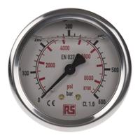 9314204 WIKA G 1/4 Analogue Pressure Gauge 600bar Back Entry 63mm Outside Diameter, UKAS