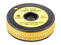 812-0843 RS PRO Slide On Cable Markers, Black on Yellow, Pre-printed "C", 3 → 4.2mm Cable
