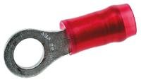 31886 TE Connectivity, PIDG Insulated Ring Terminal, M4 Stud Size, 0.26mm² to 1.65mm² Wire Size, Red