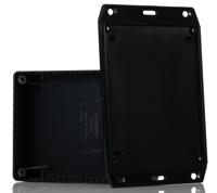 1591gsflbk Hammond 1591 Series Black ABS Enclosure, IP54, Flanged, Black Lid, 121 x 94 x 30mm