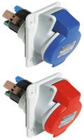 pky16f434 Schneider Electric, PratiKa IP44 Red Panel Mount 3P + E Right Angle Industrial Power Socket, Rated At 16A, 415 V