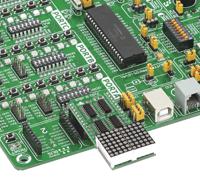 mikroe-1993 MikroElektronika MIKROE-1993, 7x10 R Click LED Matrix Display Add On Board With 74HC595