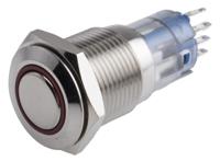 811-8409 RS PRO Illuminated Push Button Switch, Latching, Panel Mount, 16mm Cutout, SPDT, Red LED, 250V ac, IP65, IP67