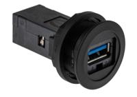 09454521904 HARTING Straight, Panel Mount, Socket- Single Port Type A to A 3.0 USB Connector