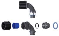 fpau16-bm20-90b Flexicon 90° Elbow, Conduit Fitting, 16mm Nominal Size, M20, Nylon 66, Black, Grey IP66, IP67, IP68, IP69 rating