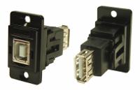 235-4753 RS PRO Straight, Panel Mount, Socket to Socket- Dual Port Type B to A 2.0 USB Connector