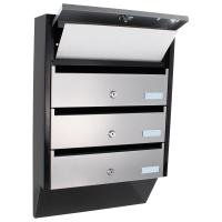 t06209 Silver/Black Mailbox, 600 mm x 385mm x 140 mm