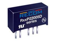 r05p22005d Recom R05P DC-DC Converter, -5V dc/ -200mA Output, 4.5 → 5.5 V dc Input, 2W, Through Hole, +95°C Max Temp -40°C