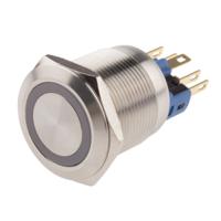 811-8519 RS PRO Illuminated Push Button Switch, Latching, Panel Mount, 22mm Cutout, SPDT, Red LED, 250V ac, IP65, IP67