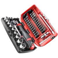 r2nanopb Facom 38-Piece Metric 1/4 in Standard Socket/Bit Set with Ratchet, 6 point