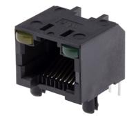rjhs-4081 Amphenol Communications Solutions RJHS Series Female RJ45 Connector, Through Hole Right Angle 1 Port