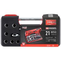 sxldbox1pb Facom 21-Piece Metric 1/2 in Standard Socket Set with Ratchet, 6 point