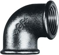 770090107 Georg Fischer Black Malleable Iron Fitting, 90° Elbow, Female BSPP 1-1/4in to Female BSPP 1-1/4in