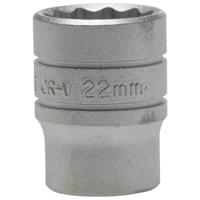 m120522-c Teng Tools 1/2 in Drive 22mm Standard Socket, 12 point, 38 mm Overall Length