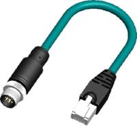 283-4988 RS PRO Male 4 way Straight M12 to Male 8 way RJ45 Actuator/Sensor Cable, 5 m