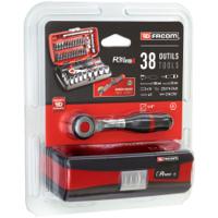 r360nano Facom 38-Piece Metric 1/4 in Standard Socket/Bit Set with Ratchet, 6 point
