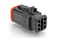 at06-6s-sr01blk Amphenol Industrial, AT Automotive Connector Plug Black Cable Mount 6 Way, Crimp Termination AT06-6S-SR01BLK