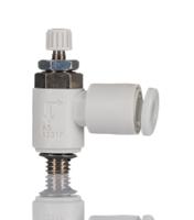 as1201f-m5-04 SMC AS Series Threaded Flow Regulator, M5 x 0.8 Male Inlet Port x M5 x 0.8 Male Outlet Port x 4mm Tube Outlet Port