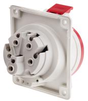 4133267 Scame IP44 Red Panel Mount 3P + N + E Heavy Duty Power Connector Socket, Rated At 32A, 415 V