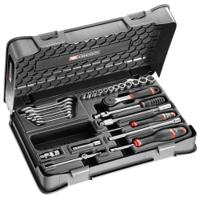 r430bp Facom 27-Piece Metric 1/4 in Standard Socket/Spanner Set with Ratchet, 6 point