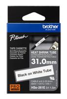 hse261e Brother Heat Shrink Tubing, Black on White 6.3 → 20mm Sleeve Dia. x 1.5m Length 3:1 Ratio, HSE Series