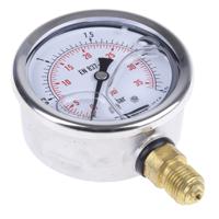 1613003 Sferaco G 1/4 Analogue Pressure Gauge 2.5bar Bottom Entry 63mm Outside Diameter, UKAS