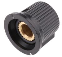 259-6985 RS PRO 21mm Black, Grey Potentiometer Knob for 6.35mm Shaft Splined