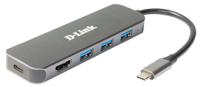 dub-2333 D-Link 4 Port USB 1.1, USB 2.0, USB 3.0 USB C USB C Hub, USB Bus Powered, 118 x 35 x 13.5mm