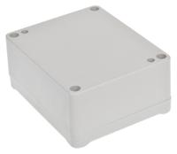 186-2254 RS PRO Grey ABS Enclosure, IP67, IK09, Grey Lid, 89.35 x 74.5 x 41mm