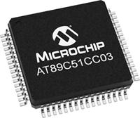 at89c51cc03ua-rdtum Microchip, 8 bit 80C51, AT89C51CC03 Microcontroller, 40 MHz, 64kB FLASH, 64-Pin VQFP
