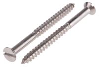 483-2902 RS PRO Slot Countersunk Stainless Steel Wood Screw, A2 304, No. 8 Thread, 50mm Length