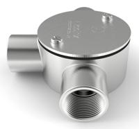471-1293 RS PRO 3 Way Tee Box, Conduit Fitting, 25mm Nominal Size, 316 Stainless Steel, Silver IP67 rating