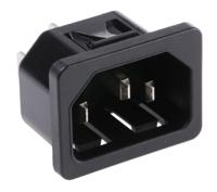 61004320 Schurter C14 Snap-In IEC Connector Male, 10A, 250 V