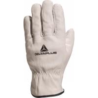 fbn4909 Delta Plus FBN49 White Unlined Leather Work Gloves, Size 9, Polyurethane Coating
