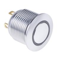 175-8571 RS PRO Illuminated Push Button Switch, Momentary, Panel Mount, 16mm Cutout, SPST, Blue LED, 36V dc, IP67