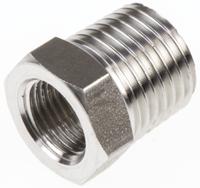 1863-13-10 Legris Stainless Steel Pipe Fitting, Straight Hexagon Reducer, Male R 1/4in x Female G 1/8in
