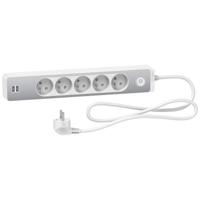 st935u1wa Schneider Electric French 2P 5 Gang Trailing Socket, 1.5m Cable, 16A, 250 V