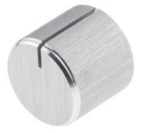 498-918 RS PRO 16mm Silver Potentiometer Knob for 6.4mm Shaft Splined