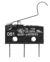 db1c-b1sc ZF Simulated Roller Lever Micro Switch, Tab Terminal, 6 A @ 250 V ac, SPDT