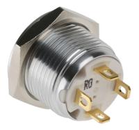 175-8499 RS PRO Illuminated Push Button Switch, Momentary, Panel Mount, 16mm Cutout, SPST, Green, Red LED, 36V dc, IP67