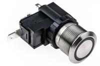 175-8024 RS PRO Illuminated Push Button Switch, Latching, Panel Mount, 19.1mm Cutout, SPST, White LED, 250 / 125V ac, IP67