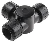 7tca296000r1650-asf16x3tbl Adaptaflex T Piece, Conduit Fitting, 16mm Nominal Size, M16, Nylon 66, Black IP66, IP67 rating