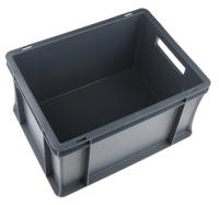 725-9151 RS PRO 20L Grey Plastic Medium Euro Containers, 400mm x 300mm x 220mm