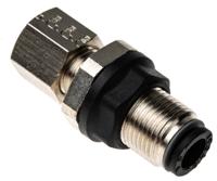 3146-06-00 Legris LF3000 Series Bulkhead Tube-to-Tube Adaptor, Push In 6 mm to Push In 6 mm, Tube-to-Tube Connection Style