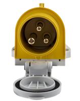 846 MENNEKES IP44 Yellow Wall Mount 3P Right Angle Industrial Power Plug, Rated At 16A, 110 V