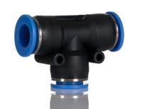 916-0899 RS PRO Tee Tube-to-Tube Adaptor Push In 4 mm, Push In 4 mm to Push In 4 mm, Tube-to-Tube Connection Style