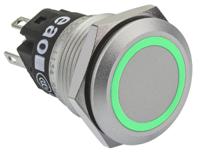 82-55511136 EAO 82 Series Illuminated Push Button Switch, Momentary, Panel Mount, 19mm Cutout, SPDT, Green LED, 240V, IP65, IP67