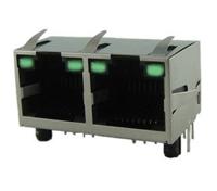 rje392880400 Amphenol Communications Solutions RJE39 Series Female RJ45 Connector, PCB Mount 2 Port 8P8C -Way